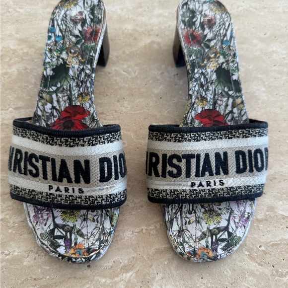 Dior Women's Floral Mules - Black and Multicolor - Picture 2 of 7